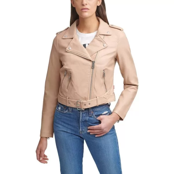 Levis Womens Belted Faux Leather Moto Jacket Regular  Plus SizeBiscotti