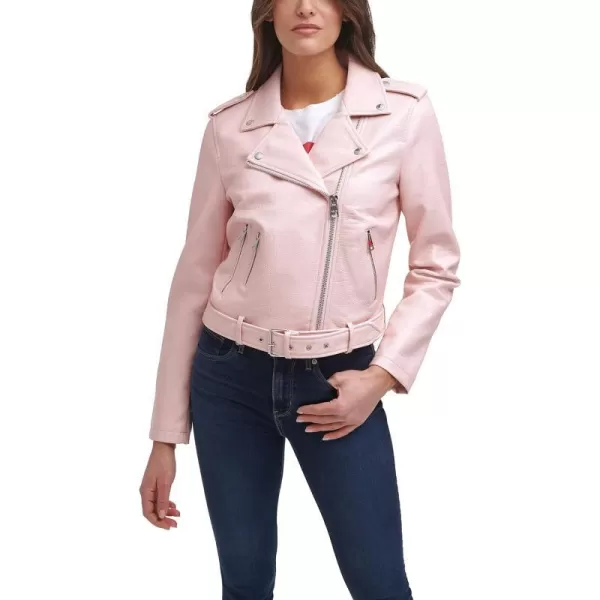 Levis Womens Belted Faux Leather Moto Jacket Regular  Plus SizeBlush Croc