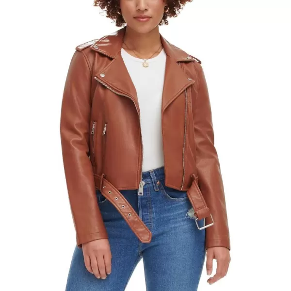 Levis Womens Belted Faux Leather Moto Jacket Regular  Plus SizeCamel