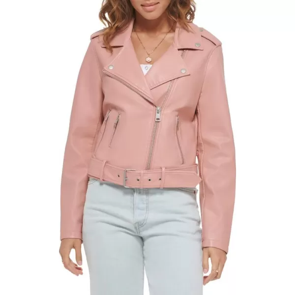 Levis Womens Belted Faux Leather Moto Jacket Regular  Plus SizeCameo Pink