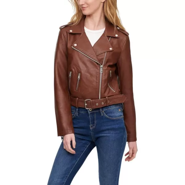 Levis Womens Belted Faux Leather Moto Jacket Regular  Plus SizeDark Brown