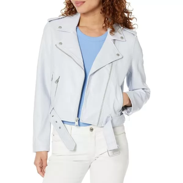 Levis Womens Belted Faux Leather Moto Jacket Regular  Plus SizeIce Blue