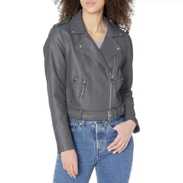 Levis Womens Belted Faux Leather Moto Jacket Regular  Plus SizeIron Grey