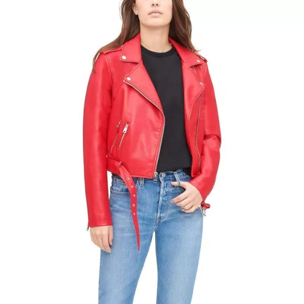 Levis Womens Belted Faux Leather Moto Jacket Regular  Plus SizeRed