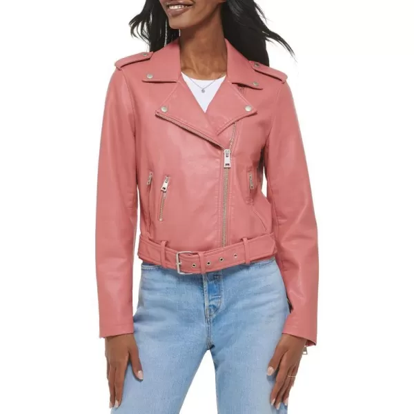 Levis Womens Belted Faux Leather Moto Jacket Regular  Plus SizeWinter Rose