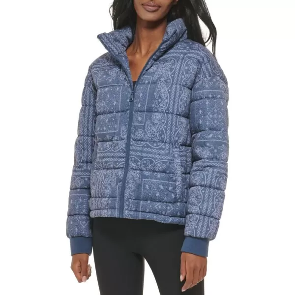 Levis Womens Box Quilted Puffer JacketFaded Blue Bandana