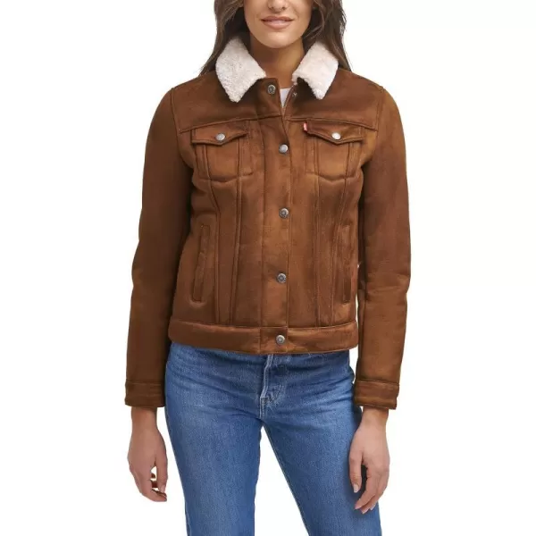 Levis Womens Classic Sherpa Lined Trucker Jacket Standard amp Plus Sizes Cognac Faux Shearling SmallLevis Womens Classic Sherpa Lined Trucker Jacket Standard amp Plus Sizes Cognac Faux Shearling Small