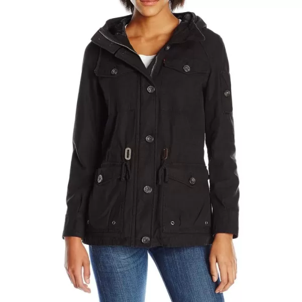 Levis Womens Cotton Four Pocket Hooded Field Jacket Standard amp Plus SizesBlack