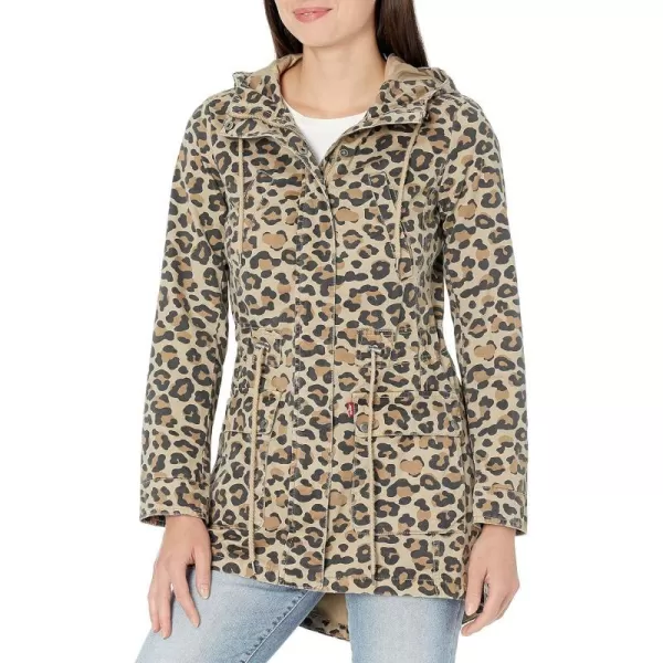 Levis Womens Cotton Hooded Anorak Jacket Standard amp Plus SizesCamel Leopard