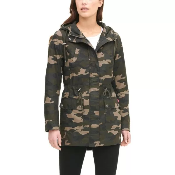 Levis Womens Cotton Hooded Anorak Jacket Standard amp Plus SizesOlive Camo