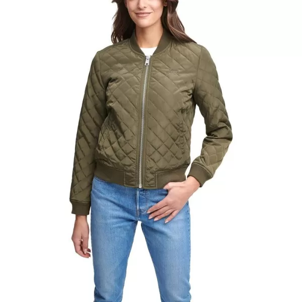 Levis Womens Diamond Quilted Bomber Jacket Regular amp Plus SizeArmy Green