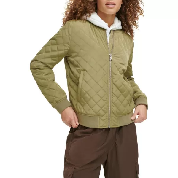 Levis Womens Diamond Quilted Bomber Jacket Regular amp Plus SizeOlive Tree