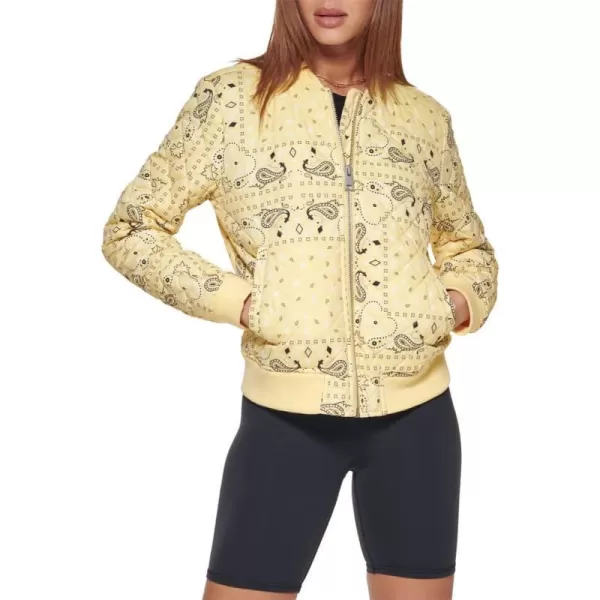 Levis Womens Diamond Quilted Bomber Jacket Regular amp Plus SizeYellow Paisley