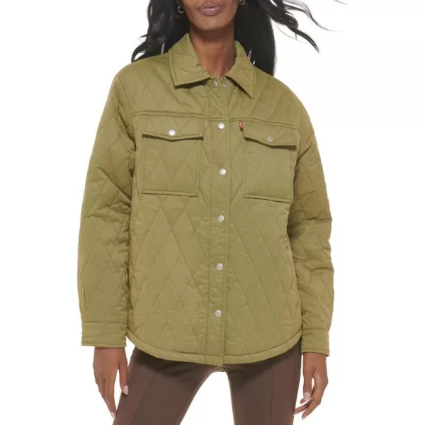 Levis Womens Diamond Quilted Shirt JacketMartini Olive