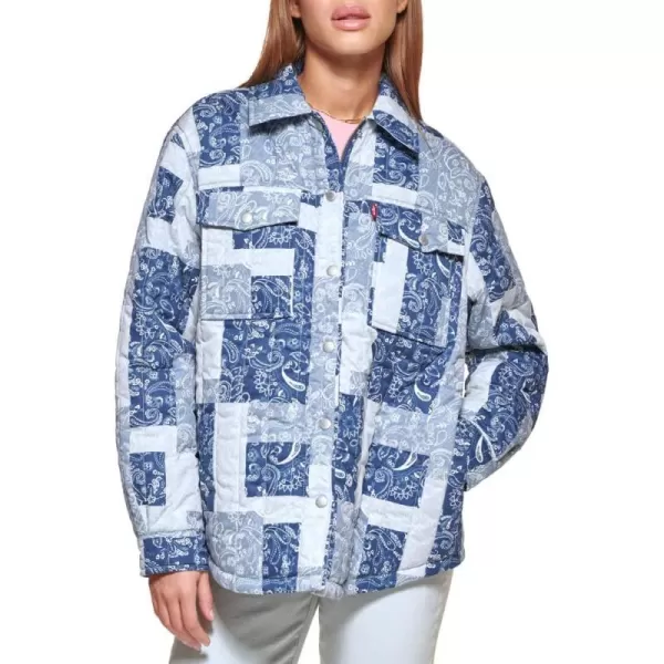 Levis Womens Diamond Quilted Shirt JacketPaisley Patchwork