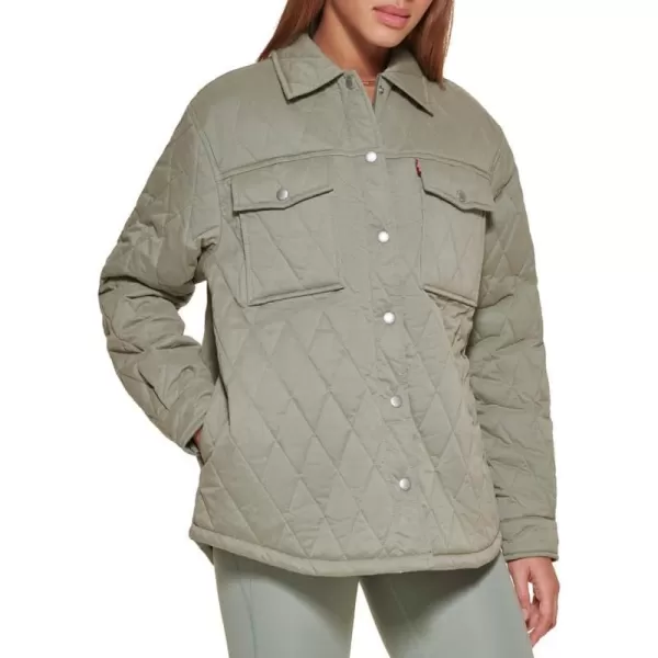 Levis Womens Diamond Quilted Shirt JacketSea Green