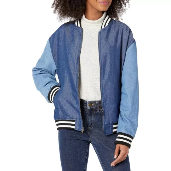 Levis Womens Drop Shoulder Denim Bomber JacketColor Block Denim