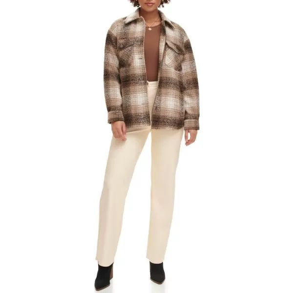 Levis Womens Fashion Shirt Jacket Standard amp Plus SizesBeige Plaid