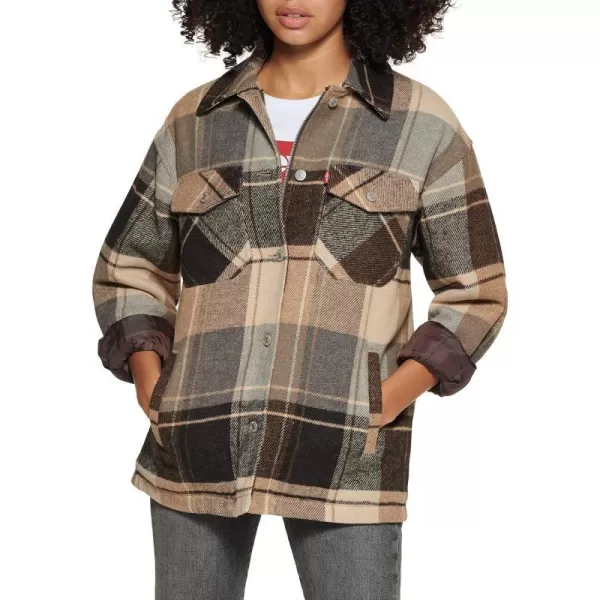 Levis Womens Fashion Shirt Jacket Standard amp Plus SizesBrown Plaid