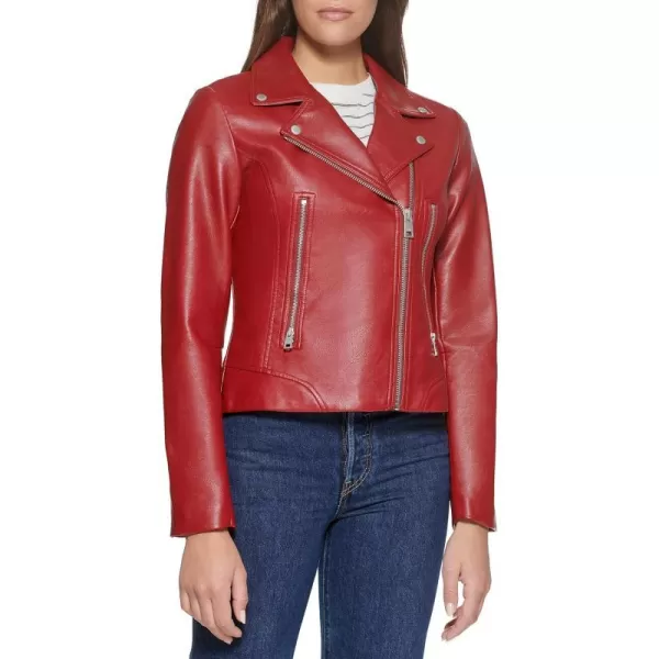 Levis Womens Faux Leather Asymmetrical Moto JacketDeep Red