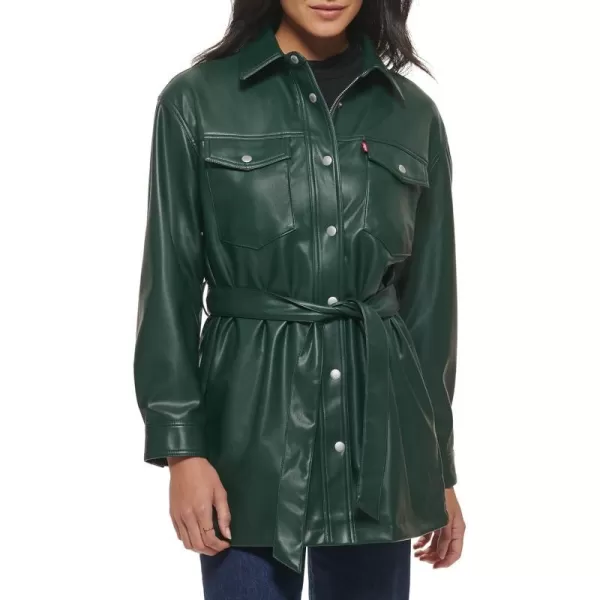 Levis Womens Faux Leather Belted Shirt Jacket Standard amp Plus SizesPine Green