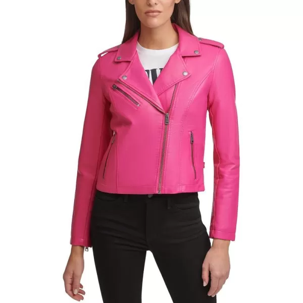 Levis Womens Faux Leather Classic Asymmetrical Motorcycle Jacket Standard amp Plus SizesBerry Pink