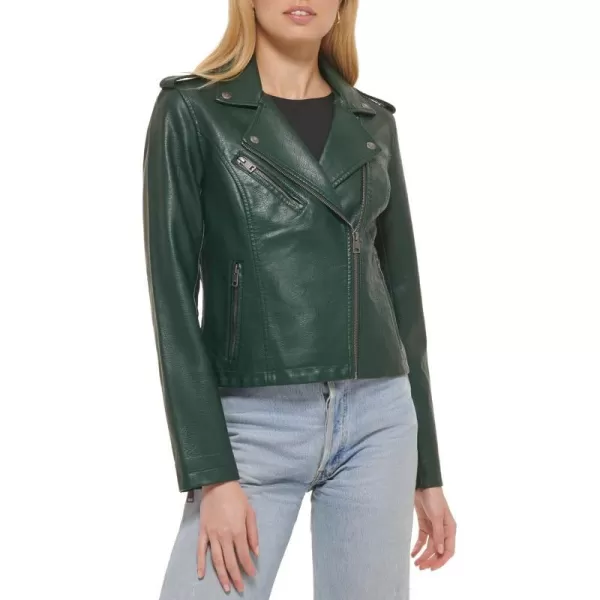 Levis Womens Faux Leather Classic Asymmetrical Motorcycle Jacket Standard amp Plus SizesLight Pine