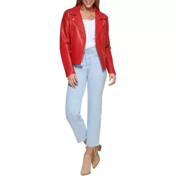 Levis Womens Faux Leather Classic Asymmetrical Motorcycle Jacket Standard amp Plus SizesPompeian Red