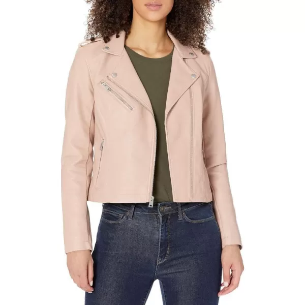 Levis Womens Faux Leather Classic Asymmetrical Motorcycle Jacket Standard amp Plus SizesScallop Shell Pink