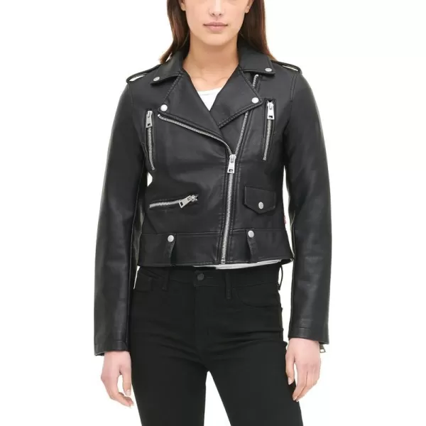 Levis Womens Faux Leather Contemporary Motorcycle Jacket Standard and PlusBlack