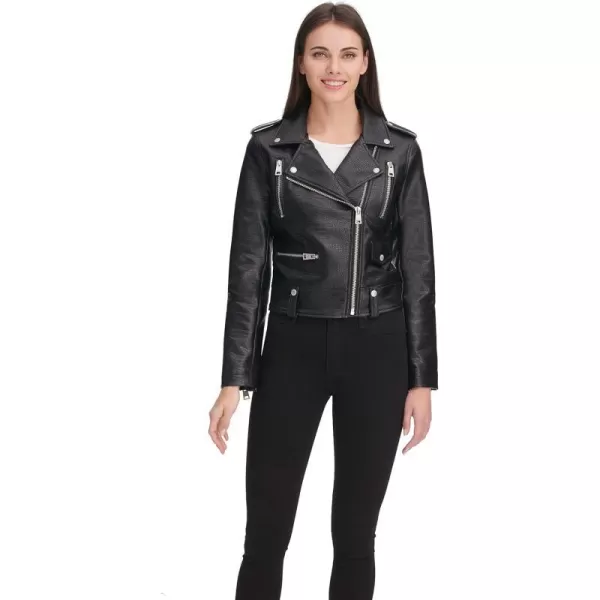 Levis Womens Faux Leather Contemporary Motorcycle Jacket Standard and PlusBlack Croc