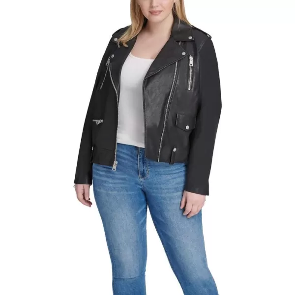 Levis Womens Faux Leather Contemporary Motorcycle Jacket Standard and PlusMidnight Black