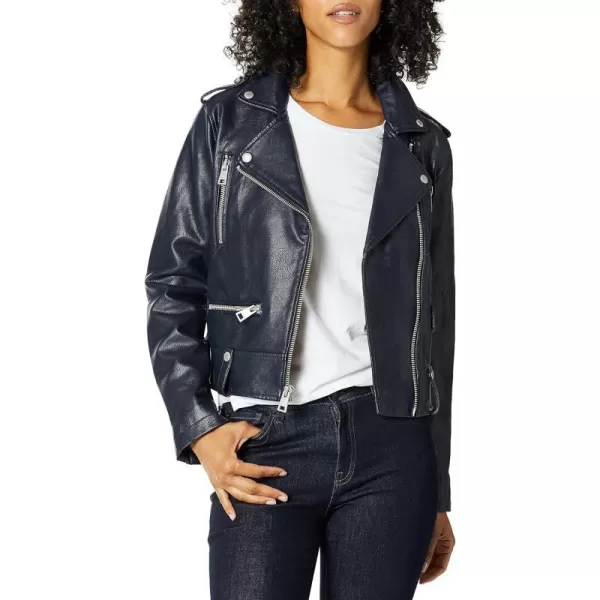 Levis Womens Faux Leather Contemporary Motorcycle Jacket Standard and PlusNavy