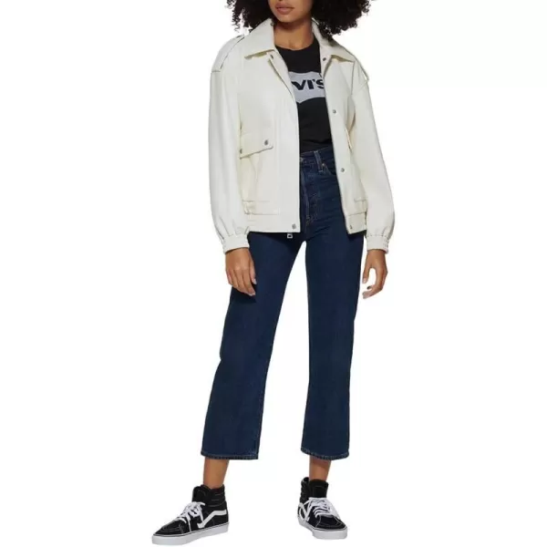 Levis Womens Faux Leather Dad Bomber JacketOyster