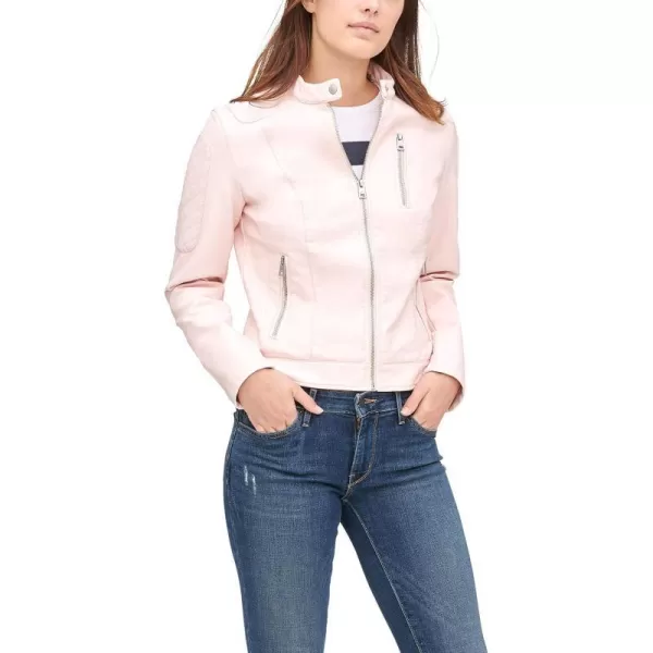 Levis Womens Faux Leather Motocross Racer Jacket Standard and PlusPeach Blush