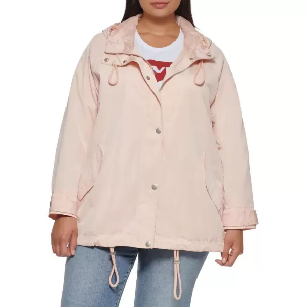 Levis Womens Hooded Peached Nylon Zip Front Rain JacketPlus Size Scallop Shell