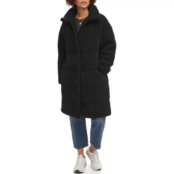 Levis Womens Long Length Patchwork Quilted Teddy CoatBlack