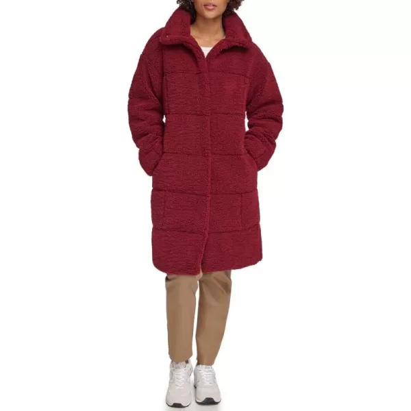 Levis Womens Long Length Patchwork Quilted Teddy CoatCabernet