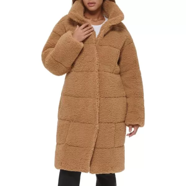 Levis Womens Long Length Patchwork Quilted Teddy CoatChestnut