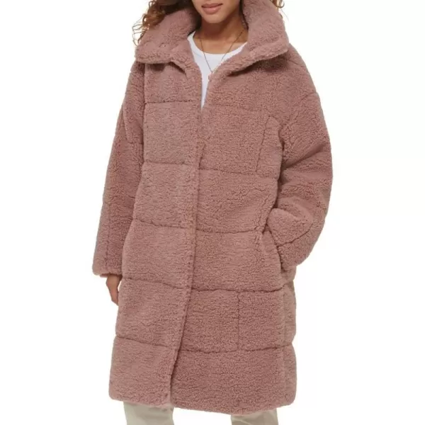 Levis Womens Long Length Patchwork Quilted Teddy CoatMauve