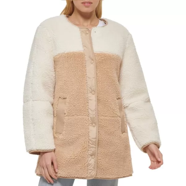 Levis Womens Midlength Sherpa Coat with Reversible WearSesame