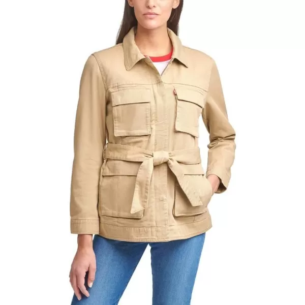 Levis Womens Midweight Cotton Belted Shirt JacketStandard Khaki