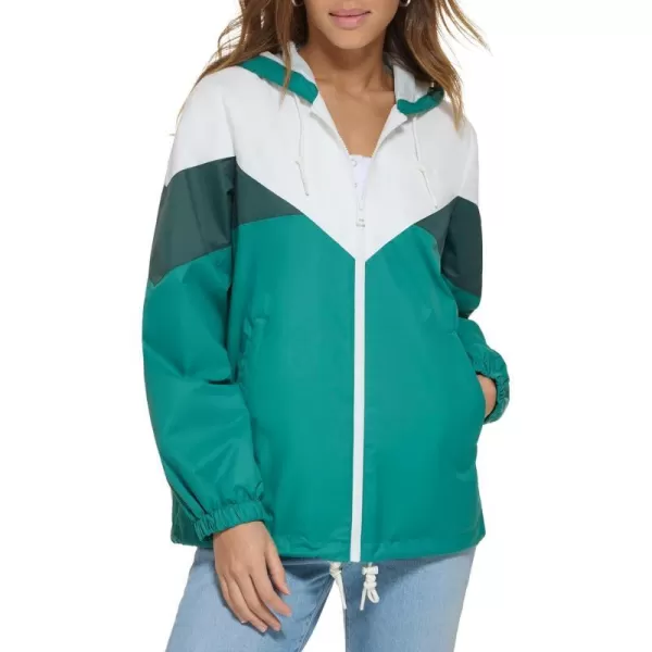 Levis Womens Nylon Color Block WindbreakerWhite Emerald