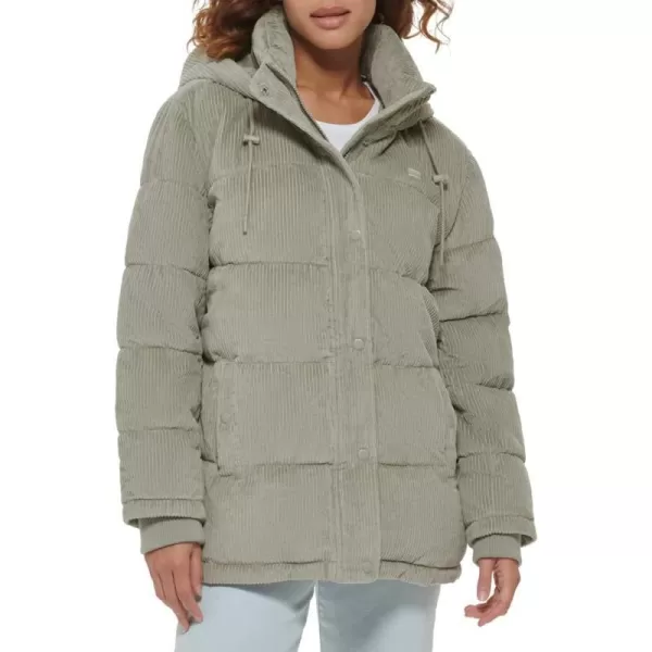 Levis Womens Quilted Bubble PufferWashed Green Corduroy