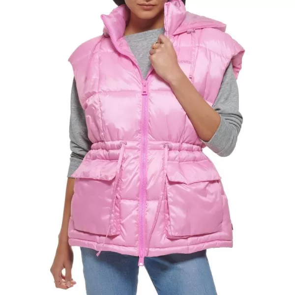 Levis Womens Quilted Megan Hooded Puffer JacketBaby Pink Vest