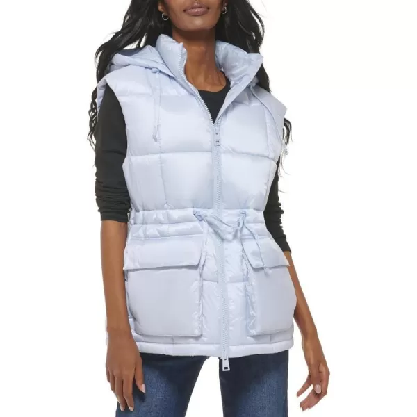 Levis Womens Quilted Megan Hooded Puffer JacketLight Blue Vest