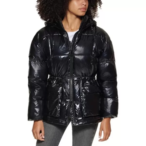 Levis Womens Quilted Megan Hooded Puffer JacketNew Polished Black