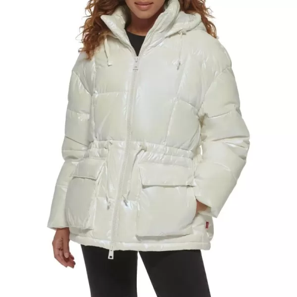 Levis Womens Quilted Megan Hooded Puffer JacketNew Polished Cream