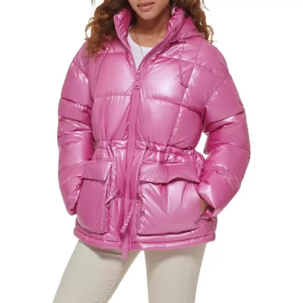 Levis Womens Quilted Megan Hooded Puffer JacketPolished Pink