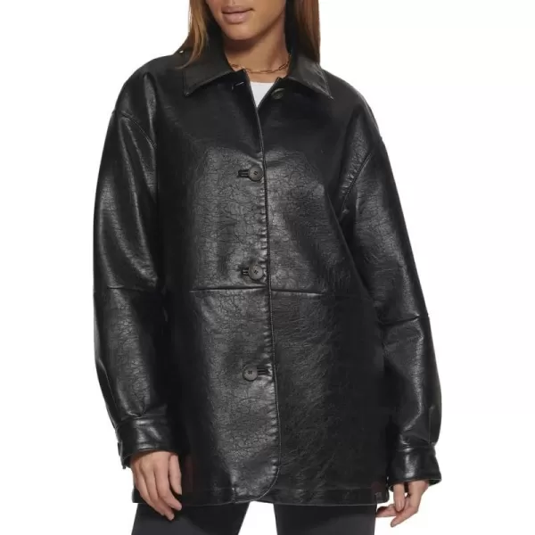 Levis Womens Relaxed Fit Faux Leather BlazerBlack